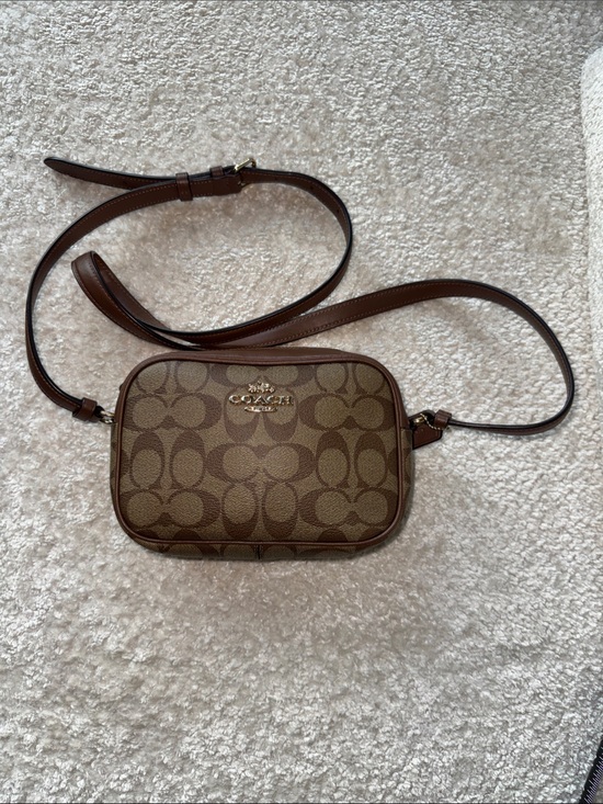 Coach Handbags - Coach Brown/Khaki Signature Canvas Crossbody Bag